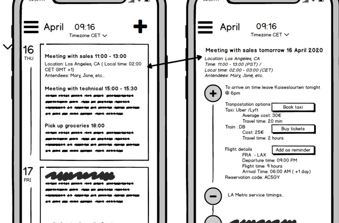 An example of what a calendar can look like for a travelling salesman